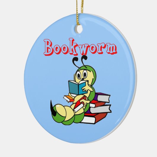 Bücherwurm Keramik Ornament (Links)