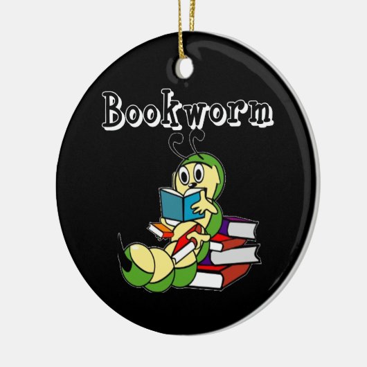 Bücherwurm Keramik Ornament (Links)