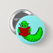 Bücherwurm-Knopf Button (Vorne & Hinten)
