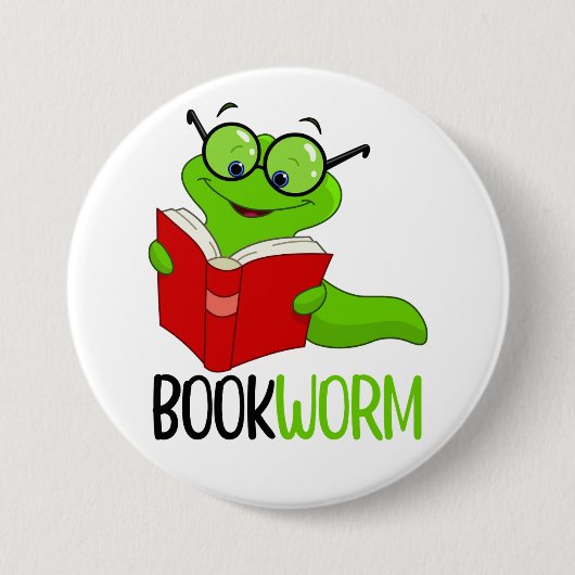 Bücherwurm Lesen Button (Vorderseite)