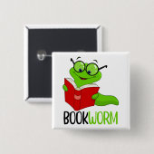Bücherwurm-Lesen Button (Vorne & Hinten)