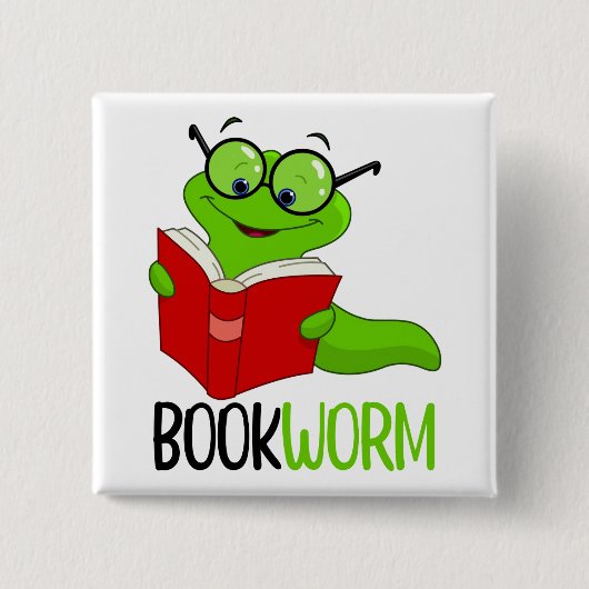 Bücherwurm-Lesen Button (Vorderseite)