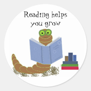 Bücherwurm-Leser-Aufkleber Runder Aufkleber