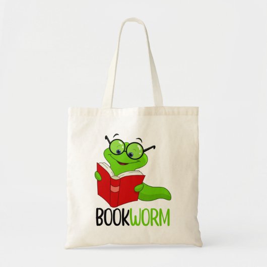 Bücherwurm-Lesestoff Tragetasche (Vorne)