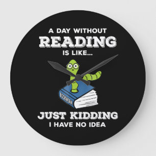 Bücherwurm-Literaturgeschenk Große Wanduhr