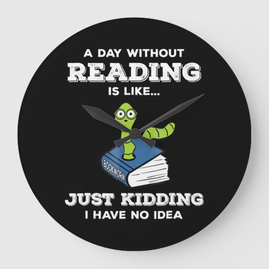 Bücherwurm-Literaturgeschenk Große Wanduhr (Vorderseite)