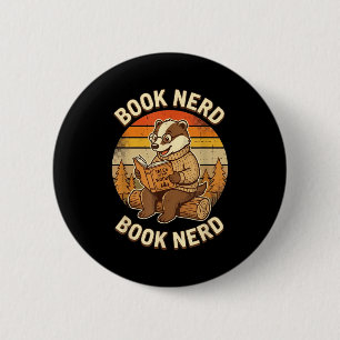 Bücherwurm lustiges Lesen Dachsie Retro-Sonnenunte Button