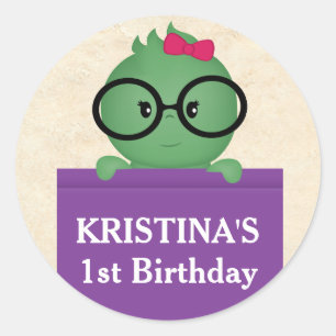 Bücherwurm Mädchen Geburtstag Runder Aufkleber