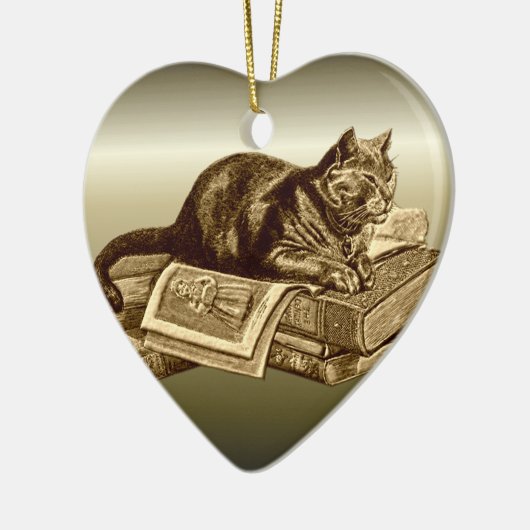 Bücherwurm-Miezekatze-Katzen-Lesebücher Keramik Ornament (Links)