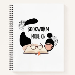 Bücherwurm-Modus Ein – Gemütliche Lesetypografie D Notizblock