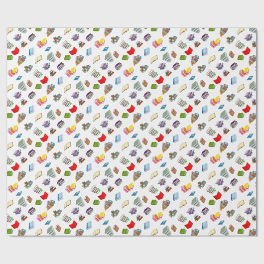 Bücherwurm-Muster Geschenkpapier (Flach)