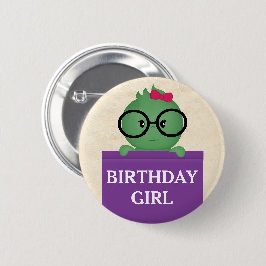 Bücherwurm Personalisierter Geburtstag Mädchen Button (Vorne & Hinten)