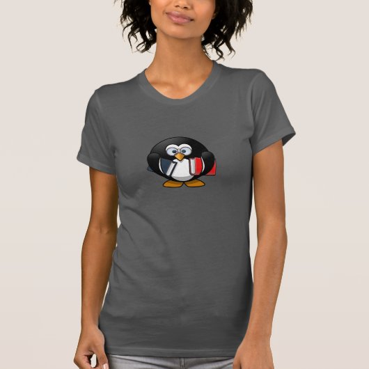 Bücherwurm-Pinguin T-Shirt (Vorderseite)