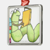 Bücherwurm Silbernes Ornament (Links)