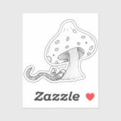 Bücherwurm unter einem Pilz Aufkleber (Blatt)