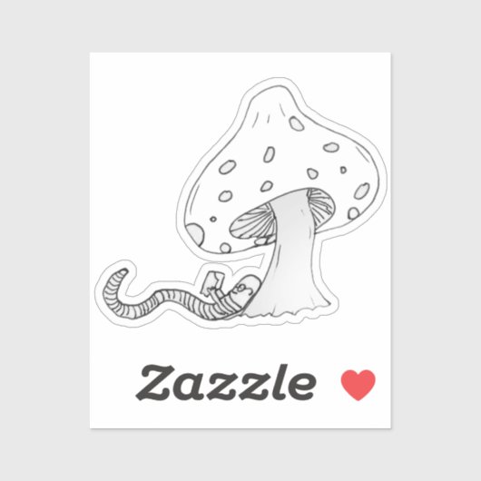 Bücherwurm unter einem Pilz Aufkleber (Blatt)