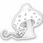 Bücherwurm unter einem Pilz Aufkleber (Vorderseite)