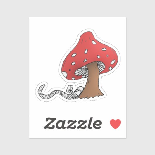 Bücherwurm unter einem Pilz Aufkleber (Blatt)