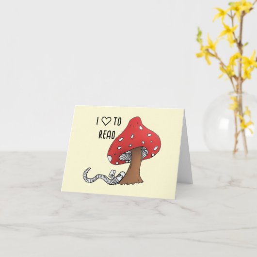 Bücherwurm unter einem Pilz Karte (Gelbe Blume)