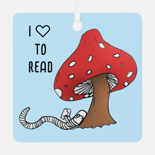 Bücherwurm unter einem Pilz Ornament Aus Metall (Vorderseite)