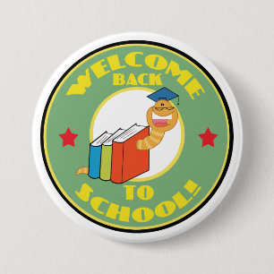 Bücherwurm zurück zu Schule Button