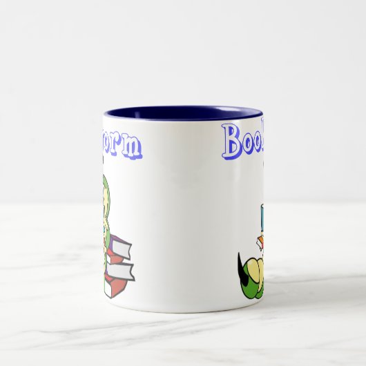 Bücherwurm Zweifarbige Tasse (Mittel)