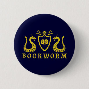 Bücherwurmblazon-Knopf Button