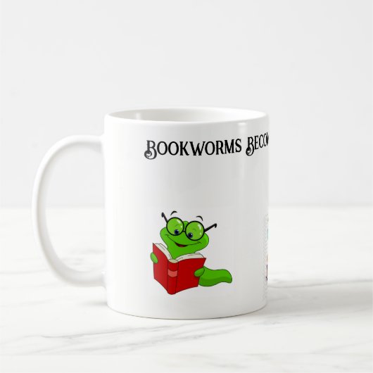 Bücherwürmer in den Knowledge Dragons-Kaffee verwa Kaffeetasse (Links)