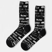 Buchgenres Typografischer Buchwurm Socken (Linkes Detail)