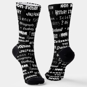 Buchgenres Typografischer Buchwurm Socken