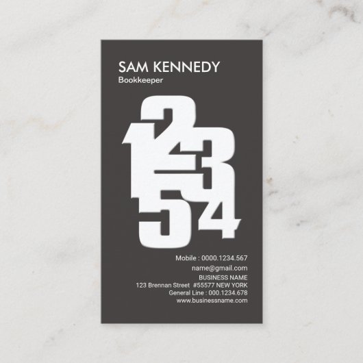 Buchhalter Berechnete Nummern Buchführungsdienste Visitenkarte (Vorderseite)