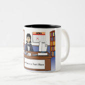 Buchhalter — Cartoon Zweifarbige Tasse (VorderseiteRechts)