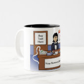 Buchhalter — Cartoon Zweifarbige Tasse (Vorderseite Links)