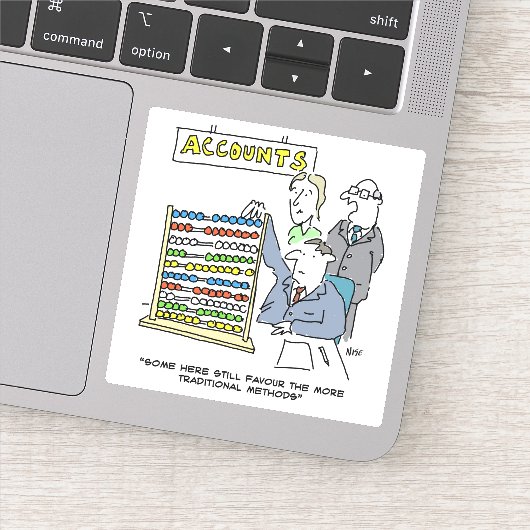 Buchhalter, der einen Abacus bei der Arbeit verwen Aufkleber (Detail)