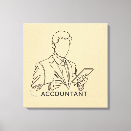 Buchhalter, eine Linie Kunst mit Text und Farbe Leinwanddruck (Vorderseite)