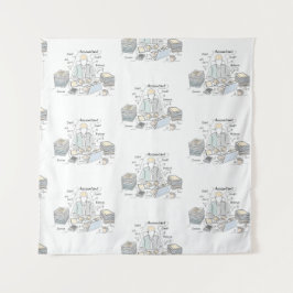 Buchhalter, eine Linie Kunst, Text und wenig Farbe Wandteppich