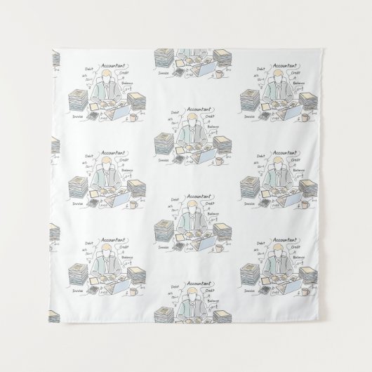 Buchhalter, eine Linie Kunst, Text und wenig Farbe Wandteppich (Vorderseite)