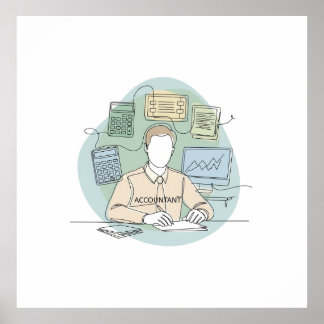 Buchhalter, einfache, minimale Kunst in einer Reih Poster