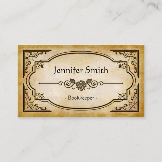 Buchhalter - Elegante Vintage Antike Visitenkarte (Vorderseite)