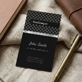 Buchhalter - elegantes Schwarzes Schachbrett Visitenkarte