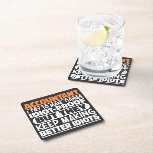 Buchhalter Ich versuche, Dinge zu machen idiot Bew Rechteckiger Pappuntersetzer (Vor Ort)