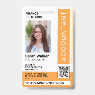 Buchhalter-ID mit Foto Büroangestellter gelb Ausweis