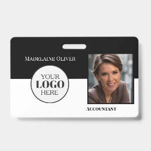Buchhalter Mitarbeiter-ID Schwarz-Weiß-Logo-Foto Ausweis