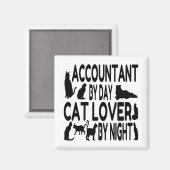 Buchhalter nach Tageskatze Lover nach Nacht Magnet (Vorderseite/Rückseite)