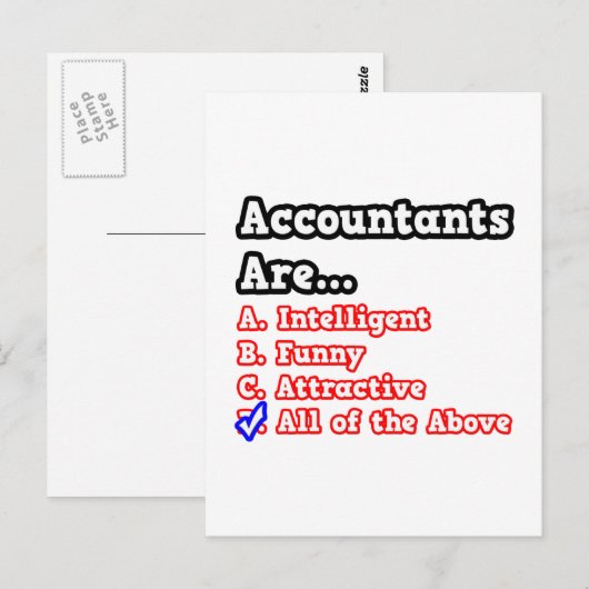 Buchhalter Quiz...Joke Postkarte (Vorne/Hinten)
