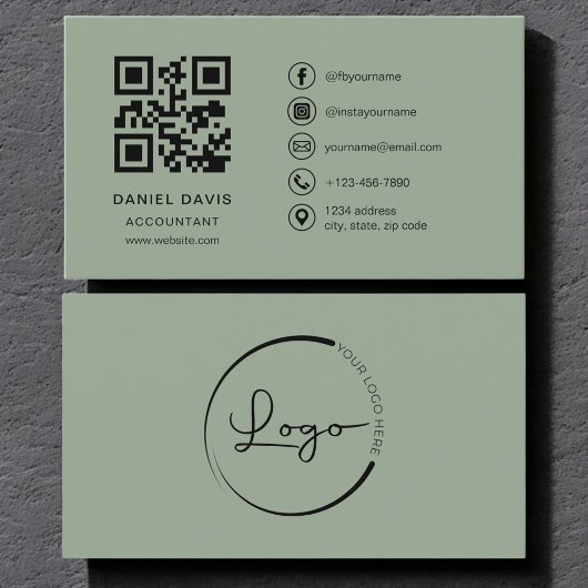 Buchhalter Sage Green Logo QR Code  Visitenkarte