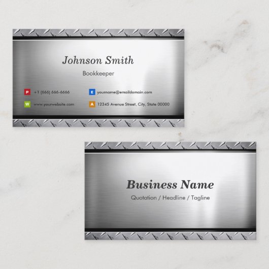 Buchhalter - Stilvoller Platinlook Visitenkarte (Vorne/Hinten)