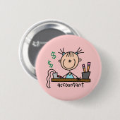 Buchhalter-Strichmännchen Button (Vorne & Hinten)