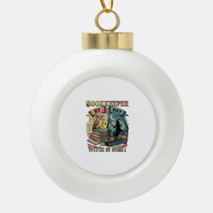 Buchhalter Tag Hexe Nacht Halloween Eule Bücher Kü Keramik Kugel-Ornament