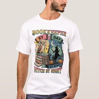 Buchhalter Tag Hexe Nacht Halloween Eule Bücher Kü T-Shirt